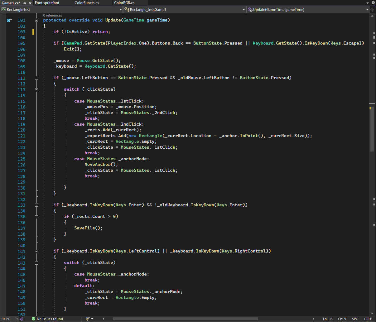 snip of code for Warehouse