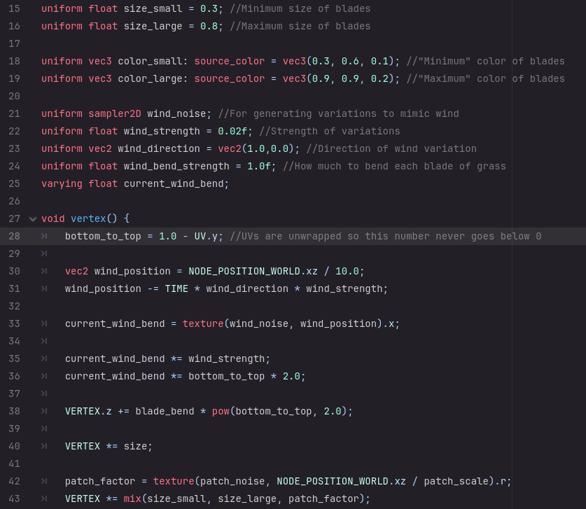 snip of code for WarehouseVR
